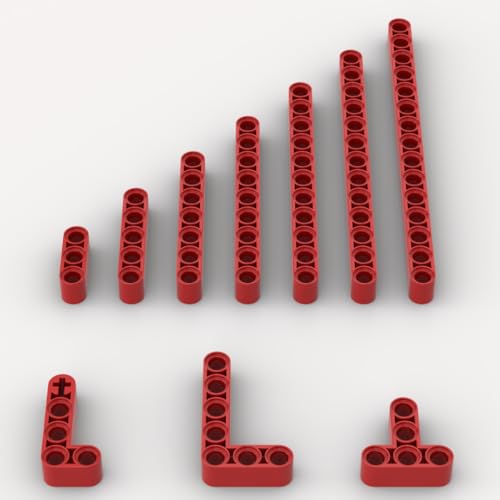 YUJHITP Red Liftarms Thick Bulk Assortment Pack 80 Pieces Red Liftarms Beams with 10 Size Compatible with Lego Parts and PiecesColor Red - Image 1