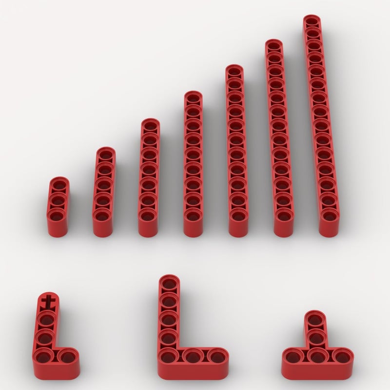 YUJHITP Red Liftarms Thick Bulk Assortment Pack 80 Pieces Red Liftarms Beams with 10 Size Compatible with Lego Parts and PiecesColor Red - Image 3