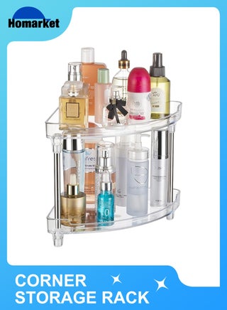 2 Tier Acrylic Bathroom Counter Organizer, Clear Bathroom Countertop Corner Organizer, 2-Tier Corner Storage Shelf Vanity Trays, Home Storage Holder for Makeup Cosmetics Perfume Organizer - view 4