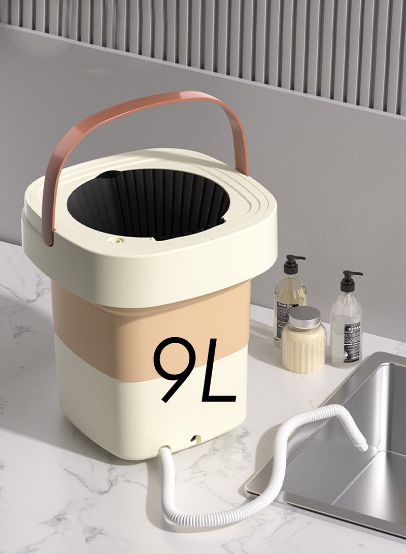 Bolivia's Portable washing machine,Mini Washer,9 L upgraded large capacity foldable Washer.Deep cleaning of underwear, baby clothes and other small clothes.Suitable for apartments, dormitories, hotels (Brown) - Image 1