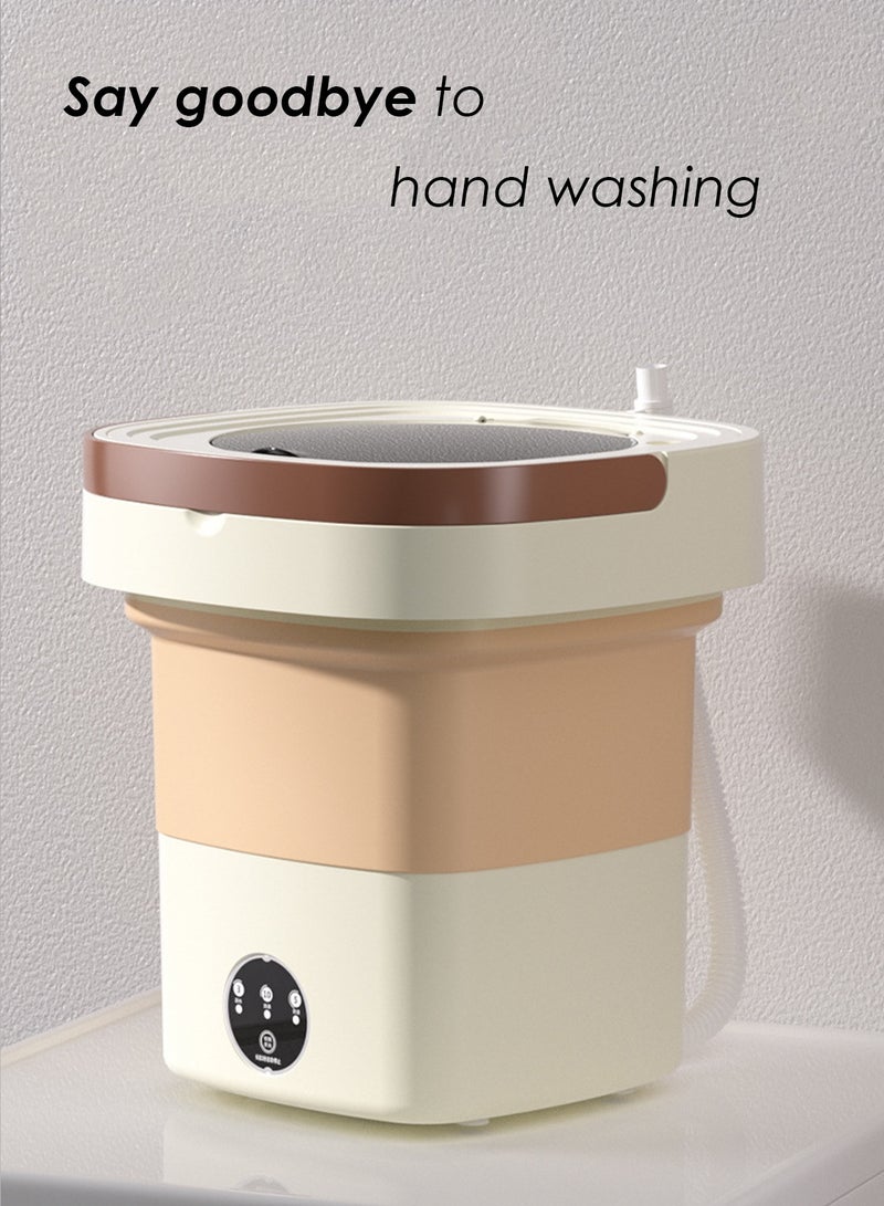 Bolivia's Portable washing machine,Mini Washer,9 L upgraded large capacity foldable Washer.Deep cleaning of underwear, baby clothes and other small clothes.Suitable for apartments, dormitories, hotels (Brown) - Image 4