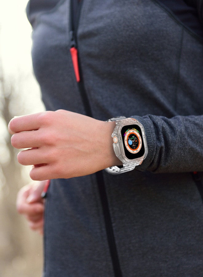 CATANES Strap Bands TPU Smart Apple Watch Bands 49mm with Bumper Protective Case Crystal Sports Wristband Compatible with Series Ultra2,Ultra Clear Color - Image 3