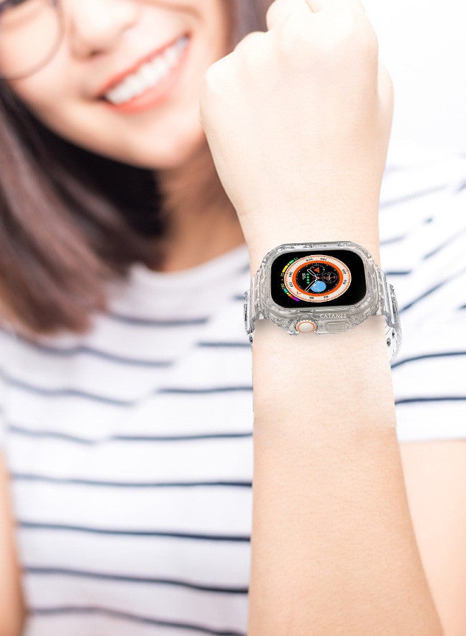 CATANES Strap Bands TPU Smart Apple Watch Bands 49mm with Bumper Protective Case Crystal Sports Wristband Compatible with Series Ultra2,Ultra Clear Color - Image 2