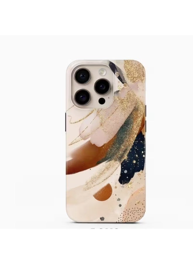 Temu A modern abstract phone case in trendy colors; a stylish and creatively designed new case. Drop and scratch resistant, compatible with iPhone 14 Pro. - Image 1