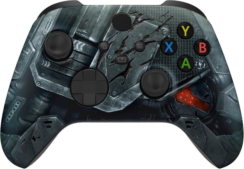 eXtremeRate قشرة بديلة لجهاز تحكم Xbox Series X و S - درع ميكانيكي مع نقش أضرار قتالية إكسسوارات مخصصة قشرة غلاف أمامي لجهاز تحكم Xbox الأساسي اللاسلكي [بدون جهاز تحكم] - Image 1
