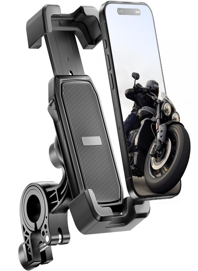 Delobon Motorcycle Phone Mount, Bike Phone Holder for 4.7-6.8 Inch Phones, One Hand Operation, for iPhone 15 14 13 12 Pro Max, Galaxy S24 S23 S22, ATV Scooter Accessory - Image 1