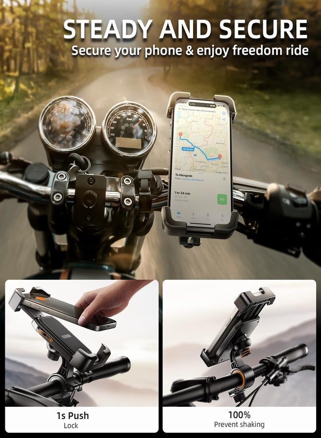 Delobon Motorcycle Phone Mount, Bike Phone Holder for 4.7-6.8 Inch Phones, One Hand Operation, for iPhone 15 14 13 12 Pro Max, Galaxy S24 S23 S22, ATV Scooter Accessory - Image 3