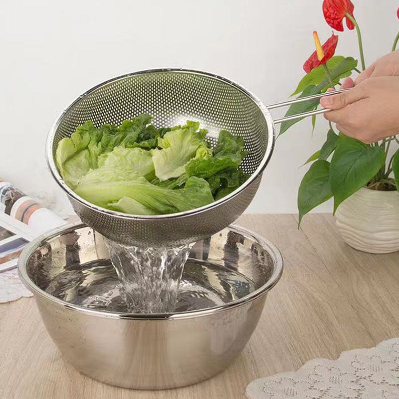 Draining Basket Stainless Steel Frying Basket Food Cleaning Basket Rice Sieve - Image 1