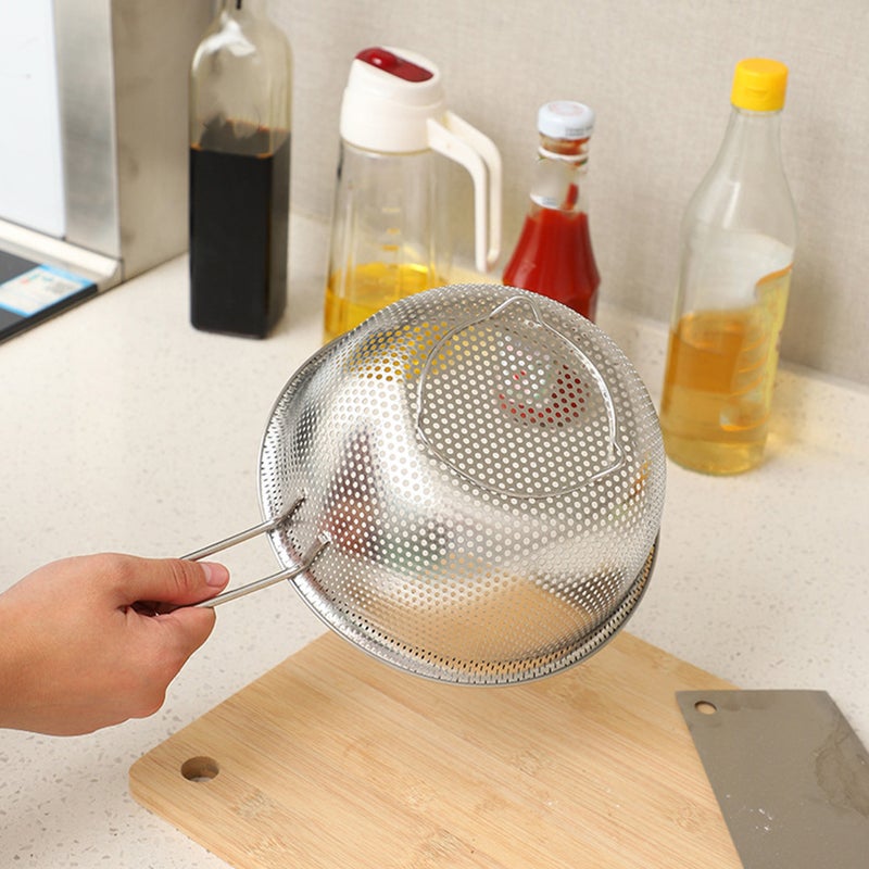Draining Basket Stainless Steel Frying Basket Food Cleaning Basket Rice Sieve - Image 2