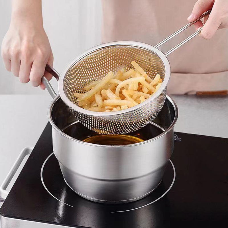 Draining Basket Stainless Steel Frying Basket Food Cleaning Basket Rice Sieve - Image 3