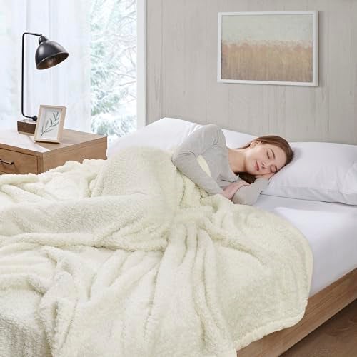 Woolrich John Rich & Bros. Woolrich Burlington Berber Blanket Super Soft, Cozy Lightweight Cover with Luxurious Velvet Binding, Modern Trendy All Season Bedspread Bedding-Set, King: 108x90, Ivory - Image 3