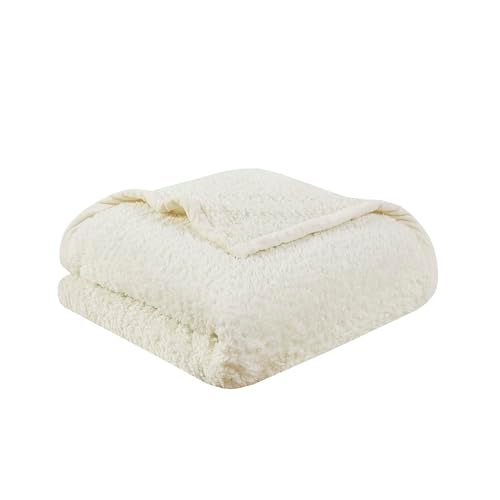 Woolrich John Rich & Bros. Woolrich Burlington Berber Blanket Super Soft, Cozy Lightweight Cover with Luxurious Velvet Binding, Modern Trendy All Season Bedspread Bedding-Set, King: 108x90, Ivory - Image 1