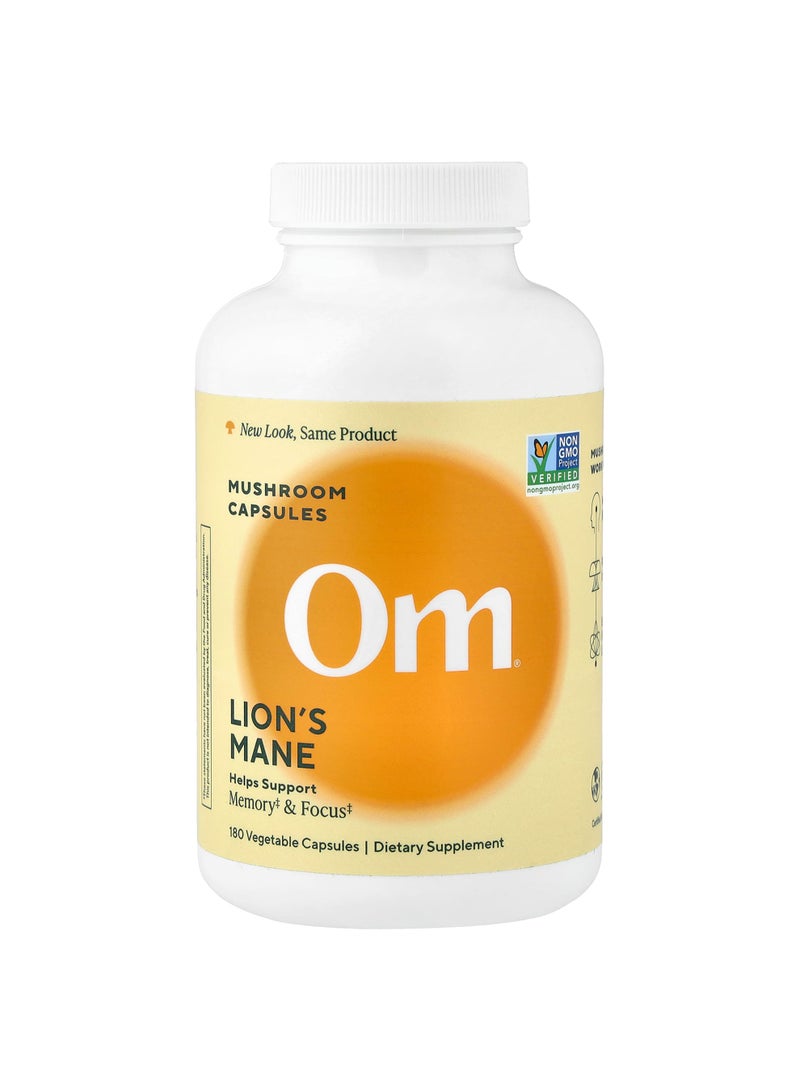 Lion's Mane Mushroom Capsules, 180 Vegetable Capsules (666 mg per Capsule)