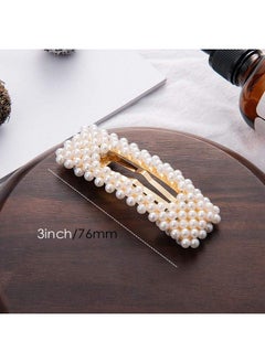 KingMas 2 Pack Pearl Hair Clips Large Hair Pins Barrette Ties For Women Girls Handmade Fashion Pearl Hair Accessories Hair Clips For Party Wedding Daily (2 Pcs A)  - Image 4