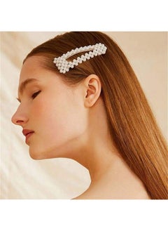 KingMas 2 Pack Pearl Hair Clips Large Hair Pins Barrette Ties For Women Girls Handmade Fashion Pearl Hair Accessories Hair Clips For Party Wedding Daily (2 Pcs A)  - Image 5