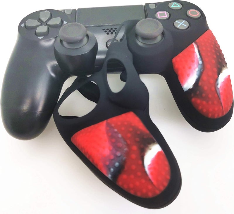 Asokex Silicone Skin Cover for Ps4 Slim/Pro DualShock Controller(1pc Anti-Slip Case, 1 Pair L2 R2 Trigger Extender, 4pcs Thumb Grips,4pcs LED Light Bar Protector Decal)(Double Red granular) - Image 3