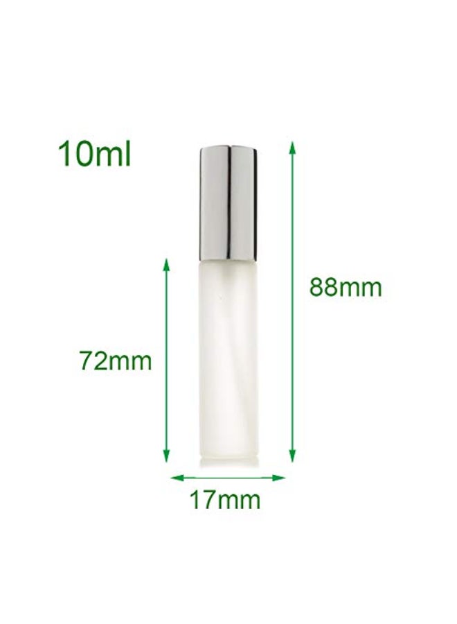Enslz 6 قطع زجاجة بخاخ رذاذ 10 مل 13 أوقية معتمة رذاذ معيد التعبئة لعطر عطر فارغ زجاجة رذاذ 2 قطع 3 مل مع أنبوب قطرة مجاني 10 مل فضي - Image 3