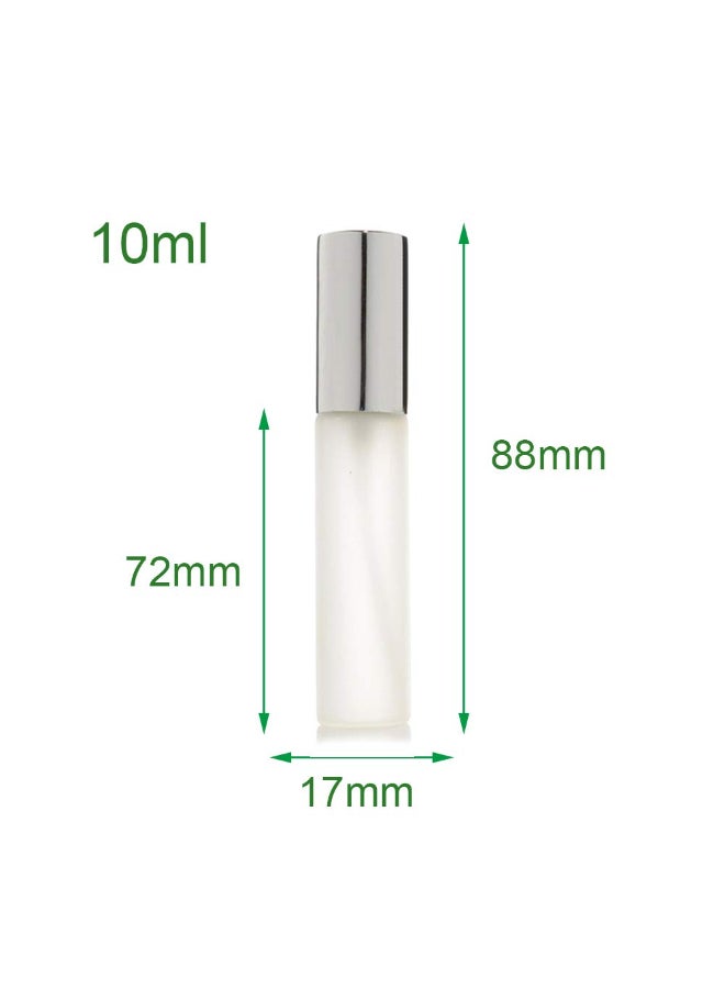 Enslz 6 قطع زجاجة بخاخ رذاذ 10 مل 13 أوقية معتمة رذاذ معيد التعبئة لعطر عطر فارغ زجاجة رذاذ 2 قطع 3 مل مع أنبوب قطرة مجاني 10 مل فضي - Image 4