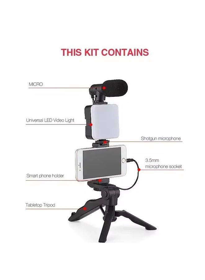 LED Fill Light Cell Phone Tripod Kit With Mic Mobile Phone Live Streaming Handheld Mini Portable Photography Live Fill Light,Smartphone Mini Microphone LED Kit Tripod Stand With Type-C+Lightning aud - Image 5