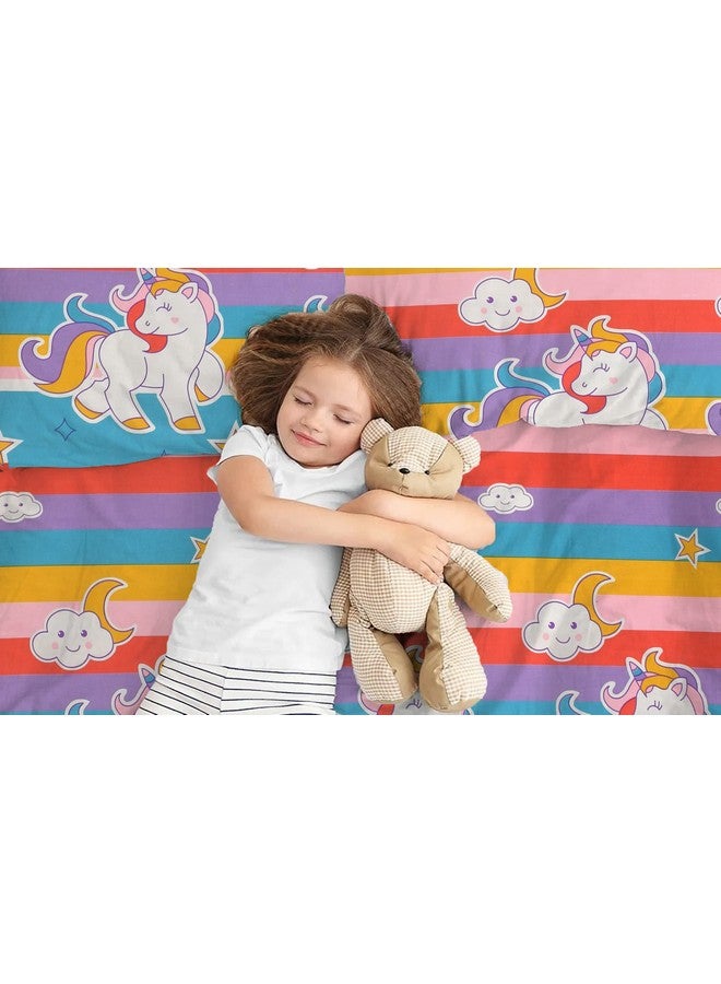 Filymore Unicorn Double Bedsheet Set for Kids Room 240 TC Microfiber Wrinkle Free Soft Hypoallergenic | Cartoon Printed Double Bed Sheet for Standard Bed Size (90x90 Inches)(Multi) - Image 4