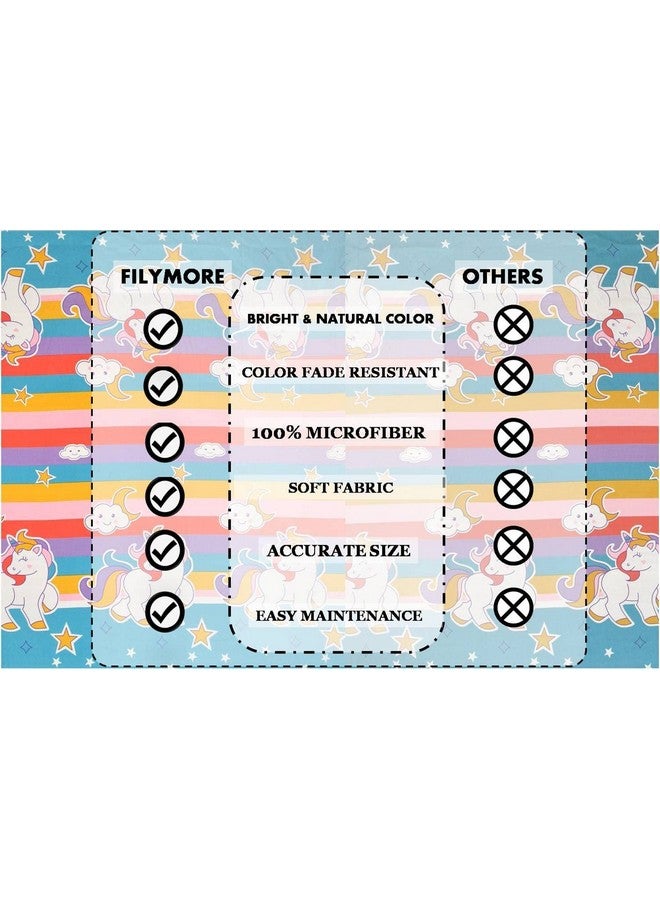 Filymore Unicorn Double Bedsheet Set for Kids Room 240 TC Microfiber Wrinkle Free Soft Hypoallergenic | Cartoon Printed Double Bed Sheet for Standard Bed Size (90x90 Inches)(Multi) - Image 5