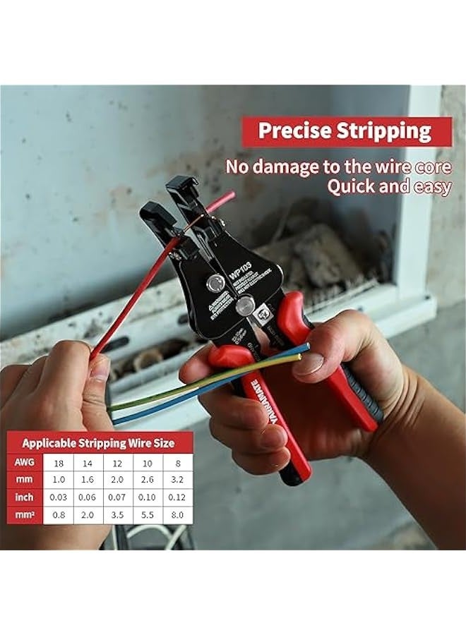 Automatic Wire Stripper/Wire Crimper/Wire Cutter, 3 in 1 Universal Electric Wire Stripper Tool for 8-18 AWG Solid and Stranded Electrical Wire |10-22 AWG Wire Crimping Tool - Image 5