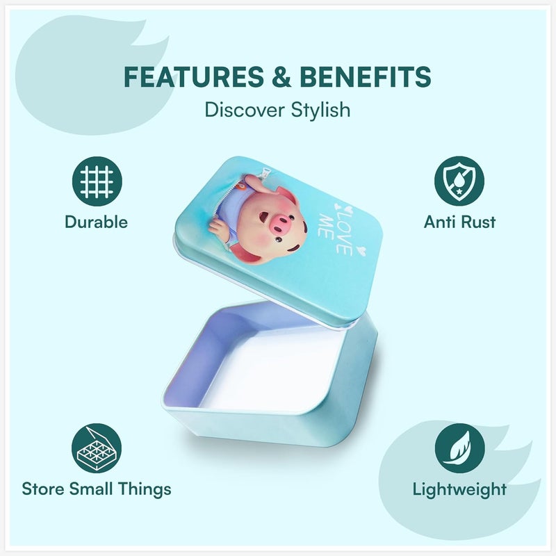 Sanas Tin Container 6Pc Gift boxes Unicorn Box Storage Container Small Storage Box Storage boxes For Kids Birthday Aluminum For Storage Tin Multipurpose Storage lovely designs 6PC - Image 4
