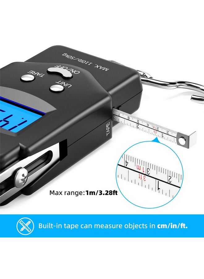 Dr.Meter Dr.meter PS01 Fishing Scale with Fish Lip Gripper - 110lb/50kg Backlit LCD Display Digital Scale with Built-in Measuring Tape + Stainless Steel Fish Holder Tool Set, Fishing Gifts for Men  - Image 3
