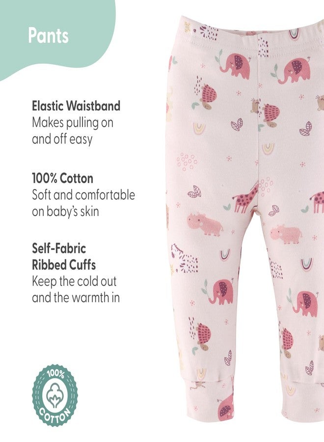 The Peanut Shell The Peanutshell 5 Pack Baby Girl Pants Set - 100% Cotton Toddler Pants for Girls, Newborn Baby Girl Clothes for Toddlers and Babies - Rainbow Safari - Image 3