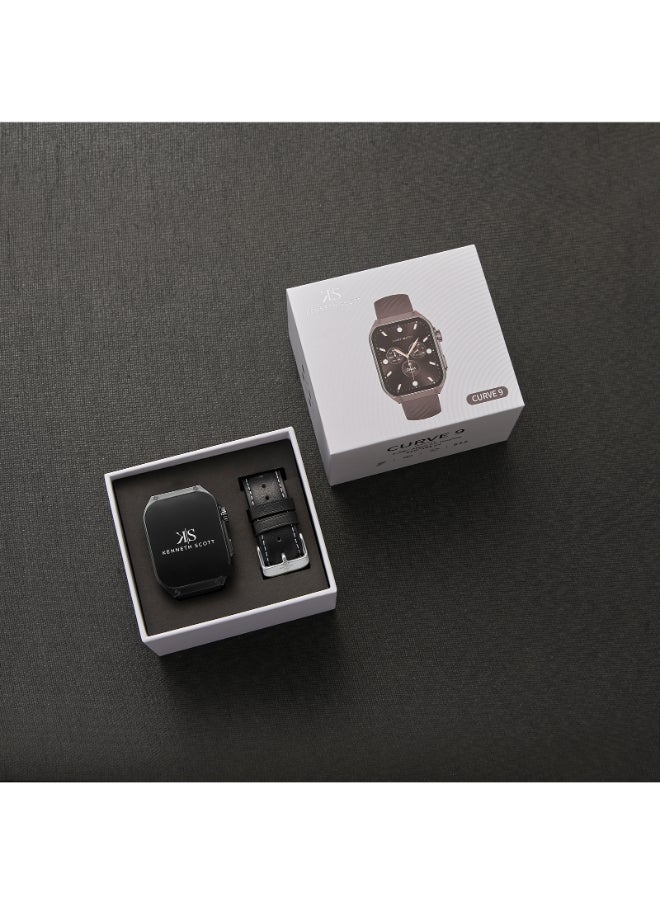 KENNETH SCOTT Unisex Silicone & Leather Smart Watch KCRV9-XSBBB - 40.8 mm  - Image 4