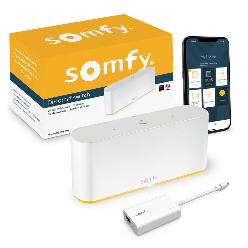 Somfy Tahoma Switch Hub for RTS Motors App Voice Control Scenes Schedules Includes Ethernet Adapter Compatible with Somfy Motorized Shades Blinds Curtains Awnings 1871038 - Image 2