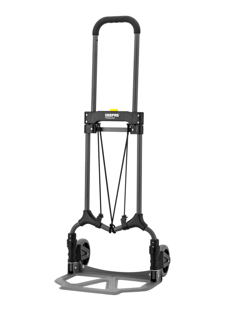 GEEPAS Geepas Hand Truck- GMH59465/ 70 kg Load Capacity, Multi-Purpose, Foldable, 390x280 mm Plate Size, 5" Wheels/ Durable and Sturdy Steel Construction, Perfect for Lifting Things, Moving Heavy Objects  - Image 2