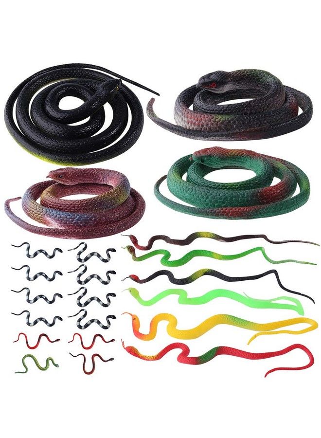 22 Pcs Fake Snake Rubber Snakes Realistic Snake 1848 Inch Halloween Black Snake Toys For Garden Props To Scare Birds, Squirrels, Mice, Pranks Stuff, Easter Gift Party Decoration  - Image 2