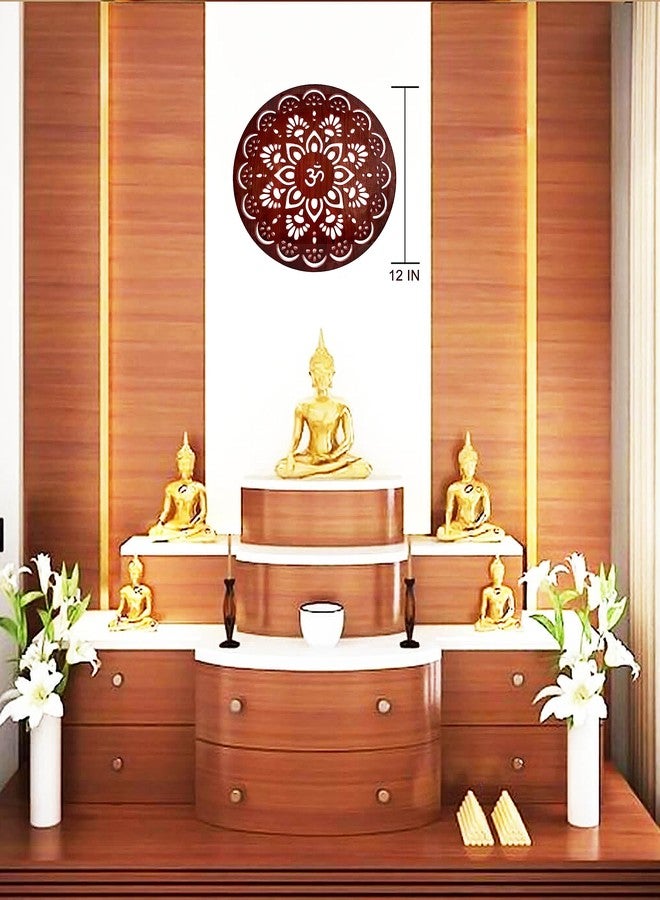 DIVOKAH® craft beautiful Om Wooden Design Wall Hanging/stickable Wall Decor Piece/Wall art (8 مم سمك الخشب الرقائقي) (12 بوصة Br flwrswstk) - Image 4