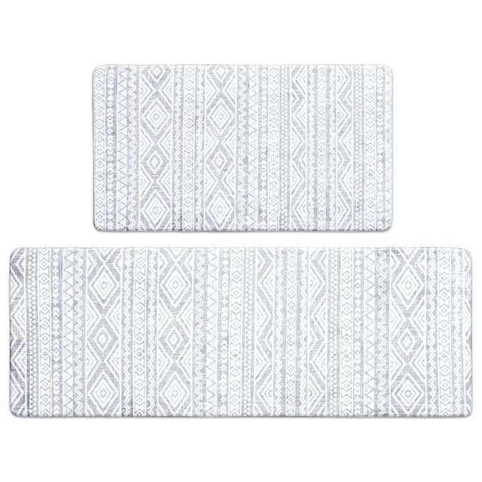ANTI FATIGUE KITCHEN MATS FOR FLOOR 2 PIECE SET WATERPROOF NONSKID BOHO KITCHEN RUGS CUSHIONED KITCHEN MAT FOR STANDING WASHABLE COMFORT DESK KITCHEN RUNNERS 17X3017X47