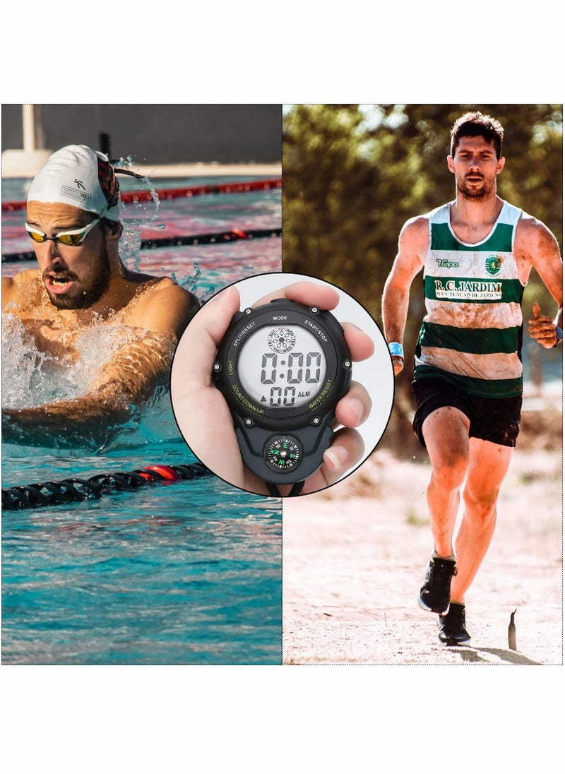 Y&D - Sports Stopwatch Timer Lap Split Digital with Clock Calendar Alarm, Handheld Large Screen Back light Display Shockproof for Coaches Swimming Running Training Competition - Image 1