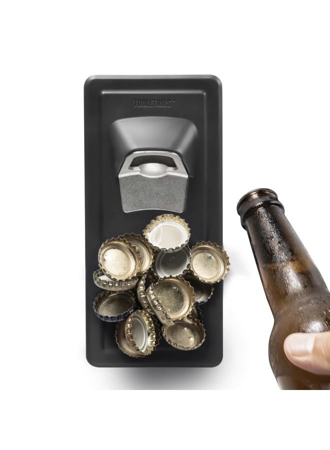 Tooletries - The Catcher - Bottle Opener with Silicone Grip Technology & Built-In Magnet to Catch Caps - Removable & Reusable - For Home Fridge, Shower, BBQ, Boat, RV, Garage or Any Shiny Surface - Image 1