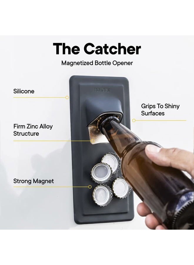 Tooletries - The Catcher - Bottle Opener with Silicone Grip Technology & Built-In Magnet to Catch Caps - Removable & Reusable - For Home Fridge, Shower, BBQ, Boat, RV, Garage or Any Shiny Surface - Image 3