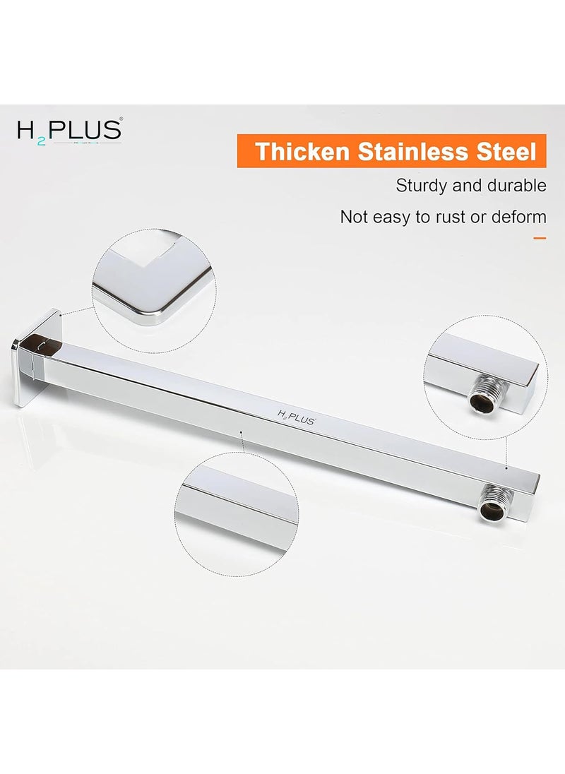 H2 PLUS H2plus Mirror Stainless Steel 304 Round Ultra Slim High Pressure Rainfall Shower Head for bathroom With Square Arm Round Shower 8X818 INCH  - Image 4