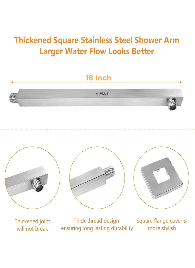 H2 PLUS H2plus Mirror Stainless Steel 304 Round Ultra Slim High Pressure Rainfall Shower Head for bathroom With Square Arm Round Shower 8X818 INCH  - Image 3