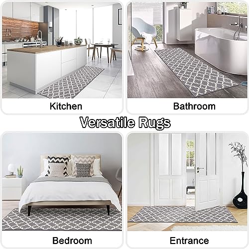 U'Artlines Runner Rug for Hallway 2×6feet Non Slip Kitchen Floor Carpet Runners Grey Geometric Pattern Machine Washable Area Rug for Entryway Bathroom - Image 5