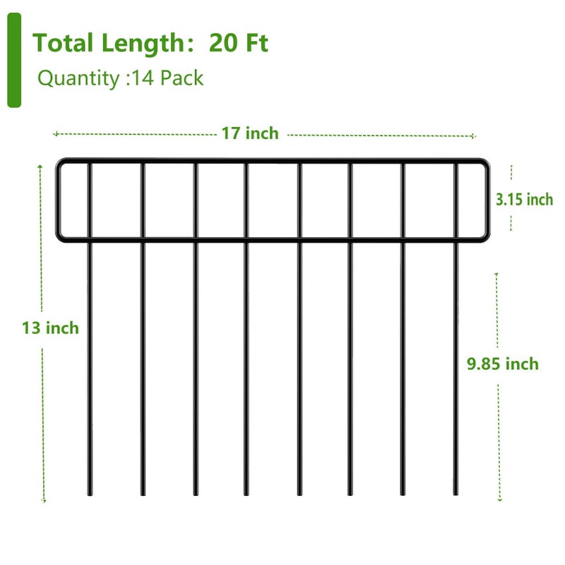 HIHADUUM 14 Panels 20Ft(L) X 13Inch(H) Garden Fence Animal Barrier - 14 Pack No Dig Fence Animal Barrier Fence Panel Metal Fencing Edging Border for Dog Rabbits and Outdoor Patio Yard Decorative Bottom Blocker - Image 2