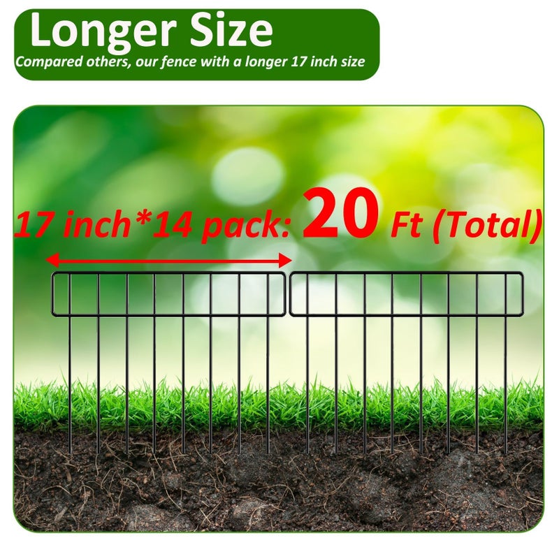 HIHADUUM 14 Panels 20Ft(L) X 13Inch(H) Garden Fence Animal Barrier - 14 Pack No Dig Fence Animal Barrier Fence Panel Metal Fencing Edging Border for Dog Rabbits and Outdoor Patio Yard Decorative Bottom Blocker - Image 3