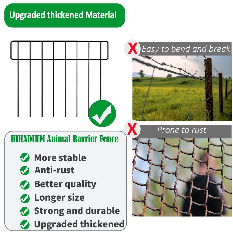 HIHADUUM 14 Panels 20Ft(L) X 13Inch(H) Garden Fence Animal Barrier - 14 Pack No Dig Fence Animal Barrier Fence Panel Metal Fencing Edging Border for Dog Rabbits and Outdoor Patio Yard Decorative Bottom Blocker - Image 4