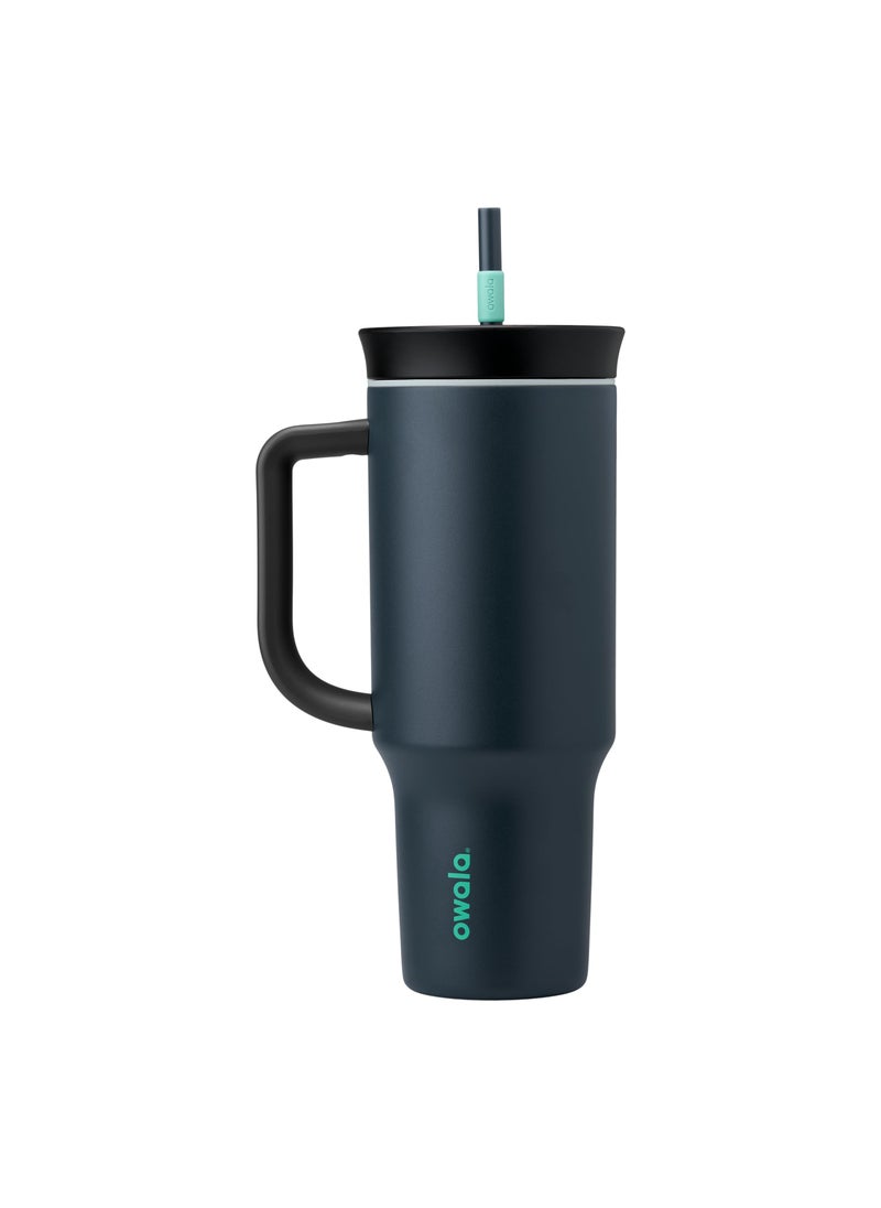 Owala Owala Stainless Steel Triple Layer Insulated Travel Tumbler with Spill Resistant Lid  Straw  and Carry Handle  BPA Free  40 oz  Gray (Foggy Tide)  - Image 1