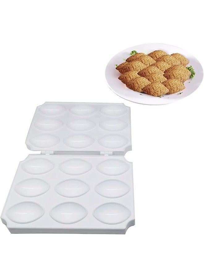 Meatball Mold Kibbeh Press Mold Maker Durable DIY Plastic Manual Meatloaf Maker Press Tool, Kitchen Cooking Tools for Making Fried Kibbeh (9 Grids, White) - Image 2
