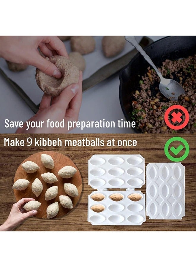 Meatball Mold Kibbeh Press Mold Maker Durable DIY Plastic Manual Meatloaf Maker Press Tool, Kitchen Cooking Tools for Making Fried Kibbeh (9 Grids, White) - Image 3
