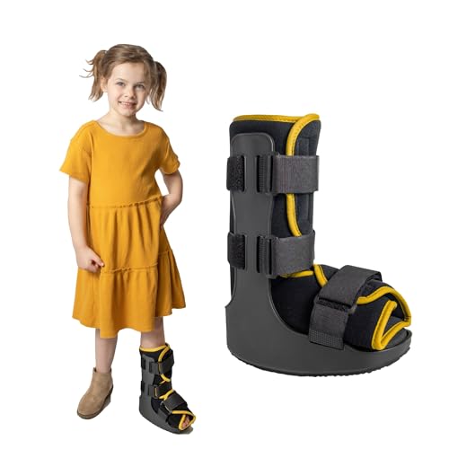 Brace Direct Pediatric Fracture Boot – Kids Medical Walking Boot for Broken Foot, Ankle Sprain & Post-Op, Yellow (Small, up to US Kids 8.5K) - Image 1