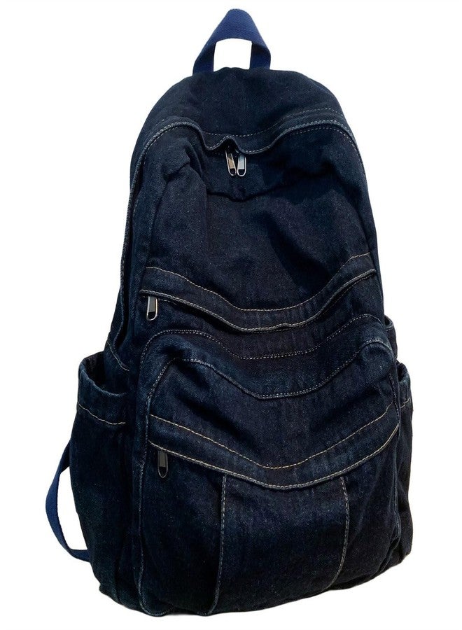 MaxxCloud Vintage Denim Laptop Backpack Casual Canvas Daypack Handbag Purse Lightweight Rucksack Shoulder Bag (ZF675 Dark) - Image 1