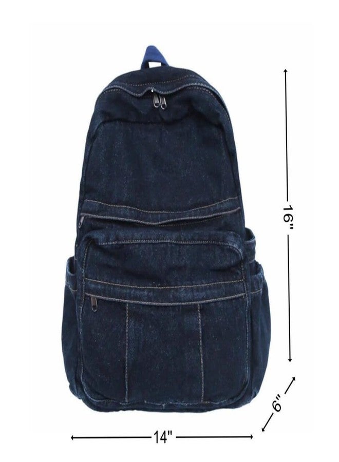 MaxxCloud Vintage Denim Laptop Backpack Casual Canvas Daypack Handbag Purse Lightweight Rucksack Shoulder Bag (ZF675 Dark) - Image 3